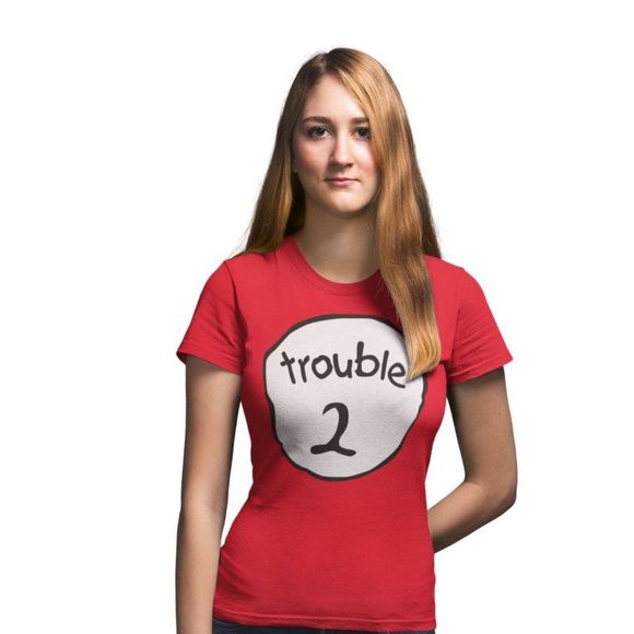 Trouble 2 Teecart Unisex Couple Tshirt - Picture 2 of 4